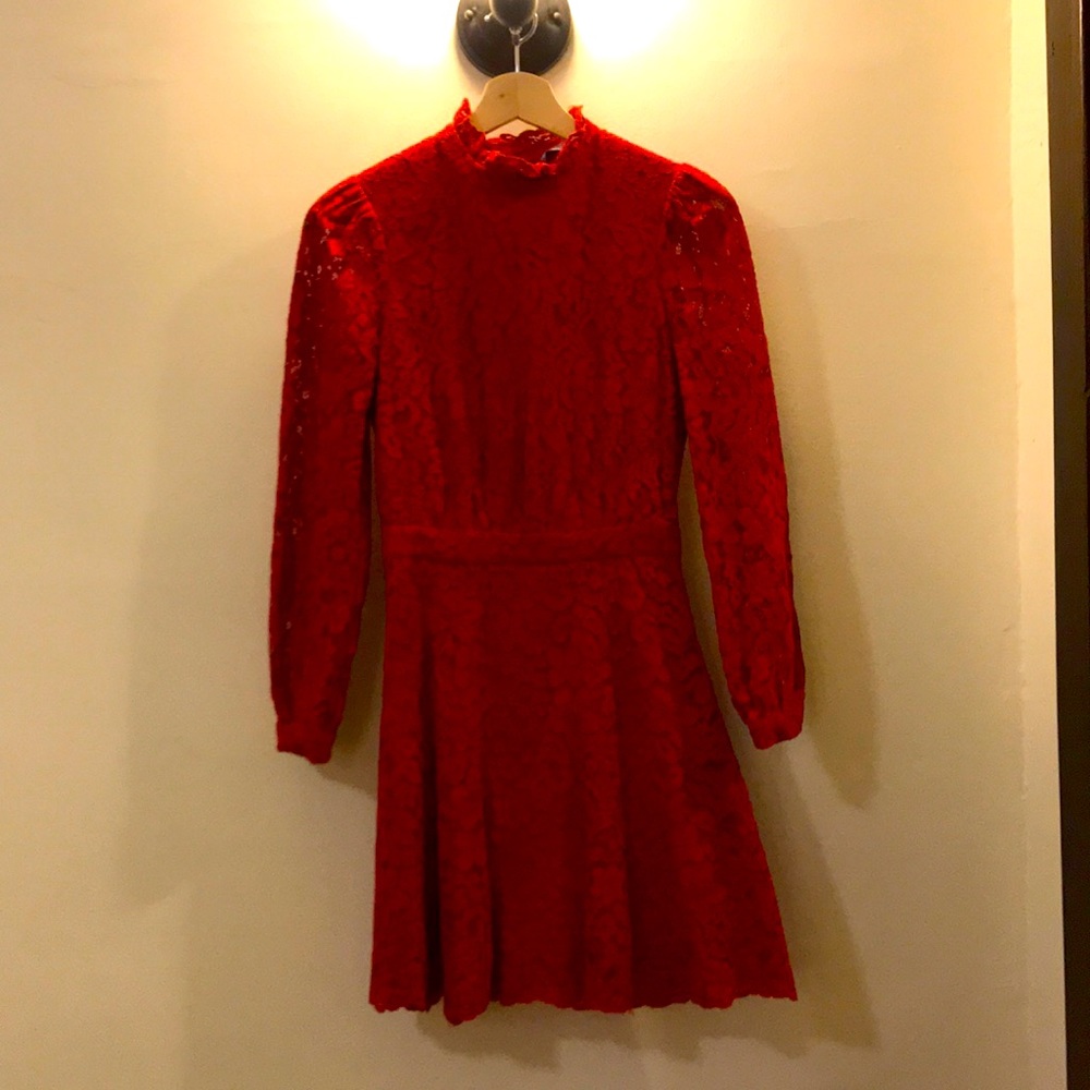 & other stories, size 2, red lace dress